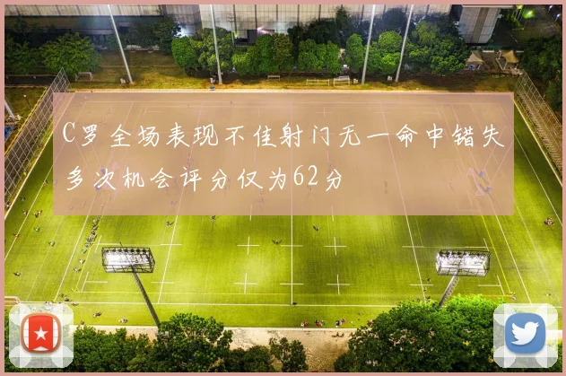 C罗全场表现不佳射门无一命中错失多次机会评分仅为62分